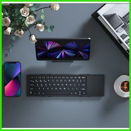 Foldable Bluetooth Keyboard with Touchpad لوحة مفاتيح بلوتوث قابلة للطي مع لوحة لمس