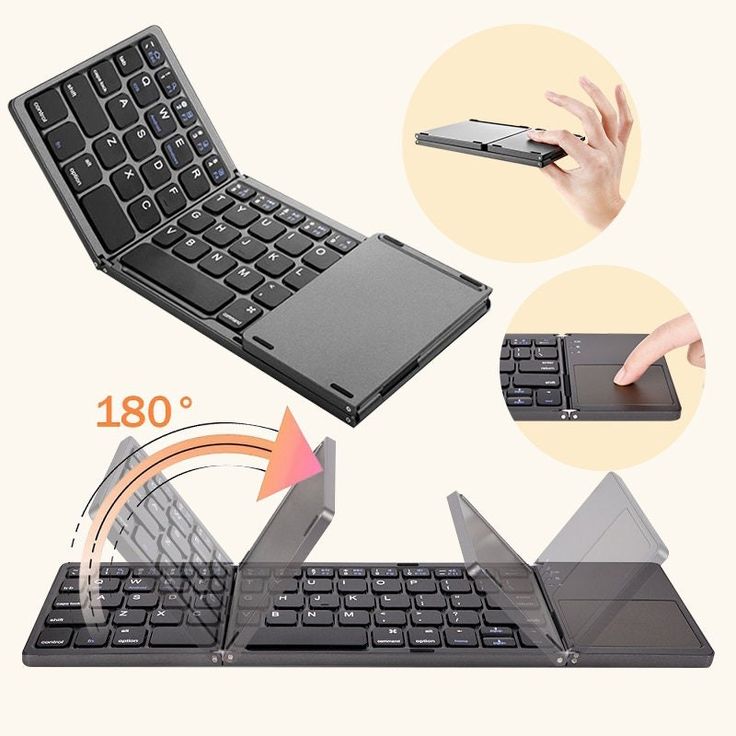 Foldable Bluetooth Keyboard with Touchpad لوحة مفاتيح بلوتوث قابلة للطي مع لوحة لمس